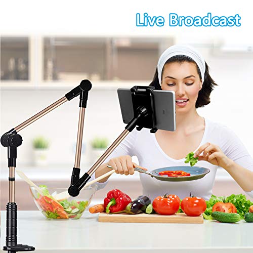 cshare Adjustable Tablet Stand Holder, Lazy Tablet Mount, Flexible Bracket Swing Arm Clamp Clip Phone Fire Tablet Stand for Bed Desk Kitchen Office Compatible with 4-14 inch iPad Pro, Samsung, NS
