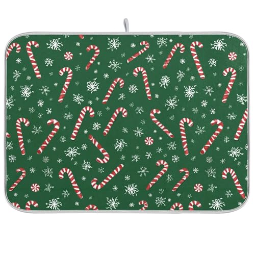 Christmas Candy Cane Dish Drying Mat