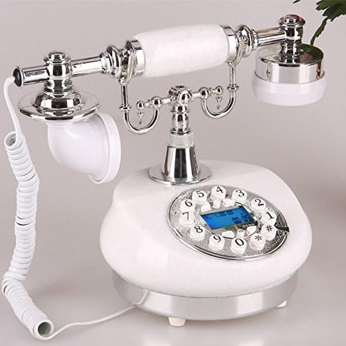Antique telephone Jade retro phone Fashion creative home fixed Old fashioned with push button dial landline-White