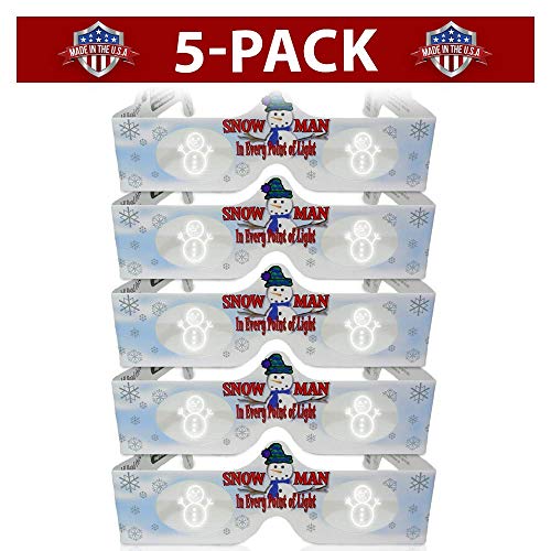 3D Christmas Glasses – 5 Pack – Turn Holiday Lights Into Magical Images. See a SNOWMAN For A Christmas Experience. Our USA MADE Holiday Specs Are Perfect For Festivities!