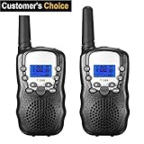 FUNTOK Kids Walkie Talkies Long Range Two Way Radio 22 Channel Walky Talky Battery Operated Handset 2PCS (Black)