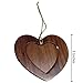 Embarcadero Walnut Wood Heart Photo Christmas Ornament, Pack of 3