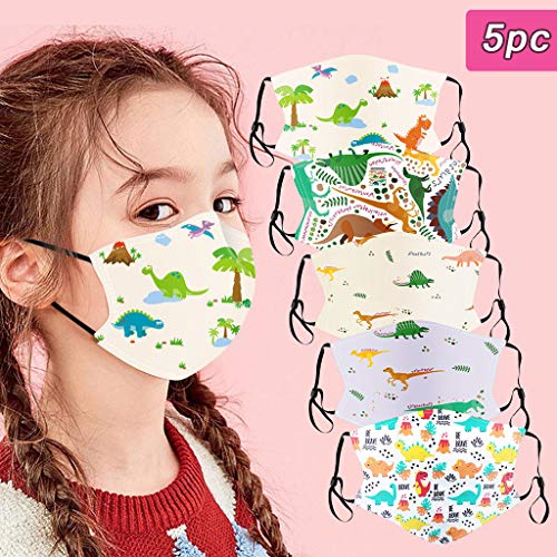 Woybda Lavable Estampado Lindo Pañuelo Niño Multicapa Multifunción Elástica y Transpirable Algodón Reutilizable con Bolsillo Para Filtro Escuela Calle ????á???????????????????? (Multicolor 14, 5pc)
