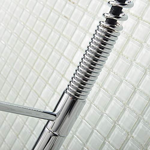 VCCUCINE Commercial High Arc Single Handle Stainless Steel Pull Down Sprayer Chrome Kitchen Sink Faucet, Pull Out Kitchen Faucets With Deck Plate - Thumbnail 7