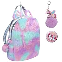 Alpacasso Cute Plush Unicorn Backpack, Soft Plush Rainbow Backbag Mini Unicorn Backpack for Girls Toddler Backpack.