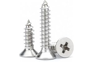 MOYOCODI #4 x 3/8" (100 Pack) Flat Head Phillips Drive Screws Sheet Metal Self-Tapping Screws, 304 Stainless Steel Screw