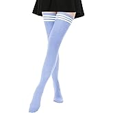 DRESHOW Extra Long High Thigh Socks Striped Over Knee Thin Tights Long Stocking