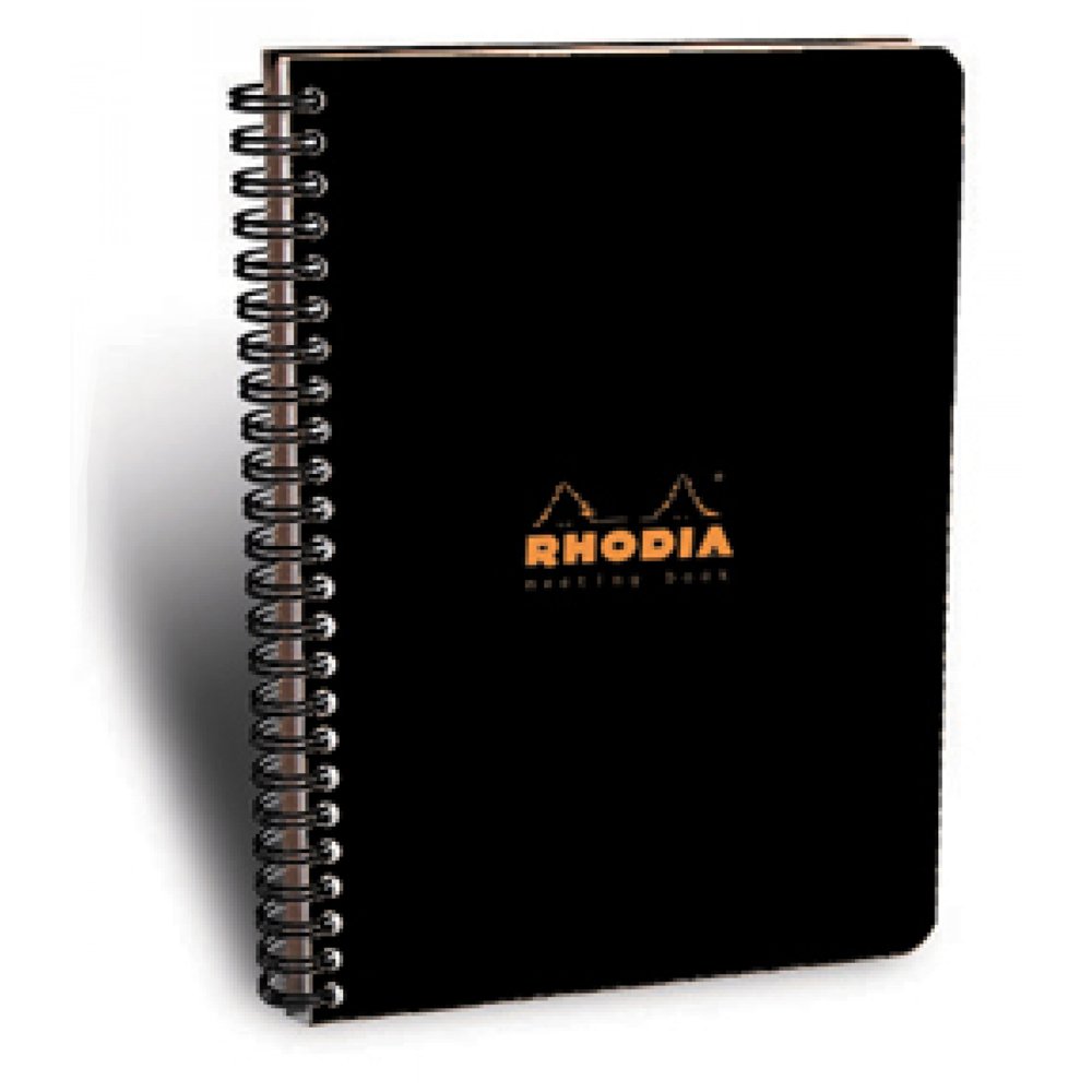 RHODIA 193409C - Spiral Notebook (Full Bound) Meeting Book Black - A4+ - Pre-Printed Date/Notes/Action - 160 Detachable Pages - White Clairefontaine Paper 90 g/m - Classic