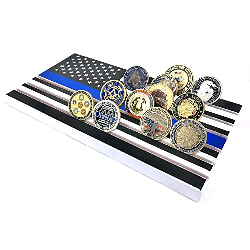 6 Row American Flag Coin Display Stand Thin Blue Line Military