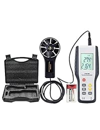 Sunray, anemómetro digital profesional Anemómetro térmico CFM   CMM Medidor de volumen de flujo de aire con pantalla LCD con retroiluminación, maletín y batería incluidos