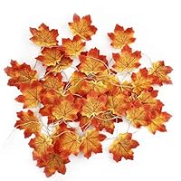 UTC Global Fall Maple Leaf String Light 40 LED Lights 14 ft Maple Leaf String Lights 3 AA Battery Powered Lighted Garland for Party Thanksgiving Event House Balcony Decoration Light String