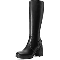 Amazon.com | XIEDA Black Knee High Boots for Women Platform Chunky