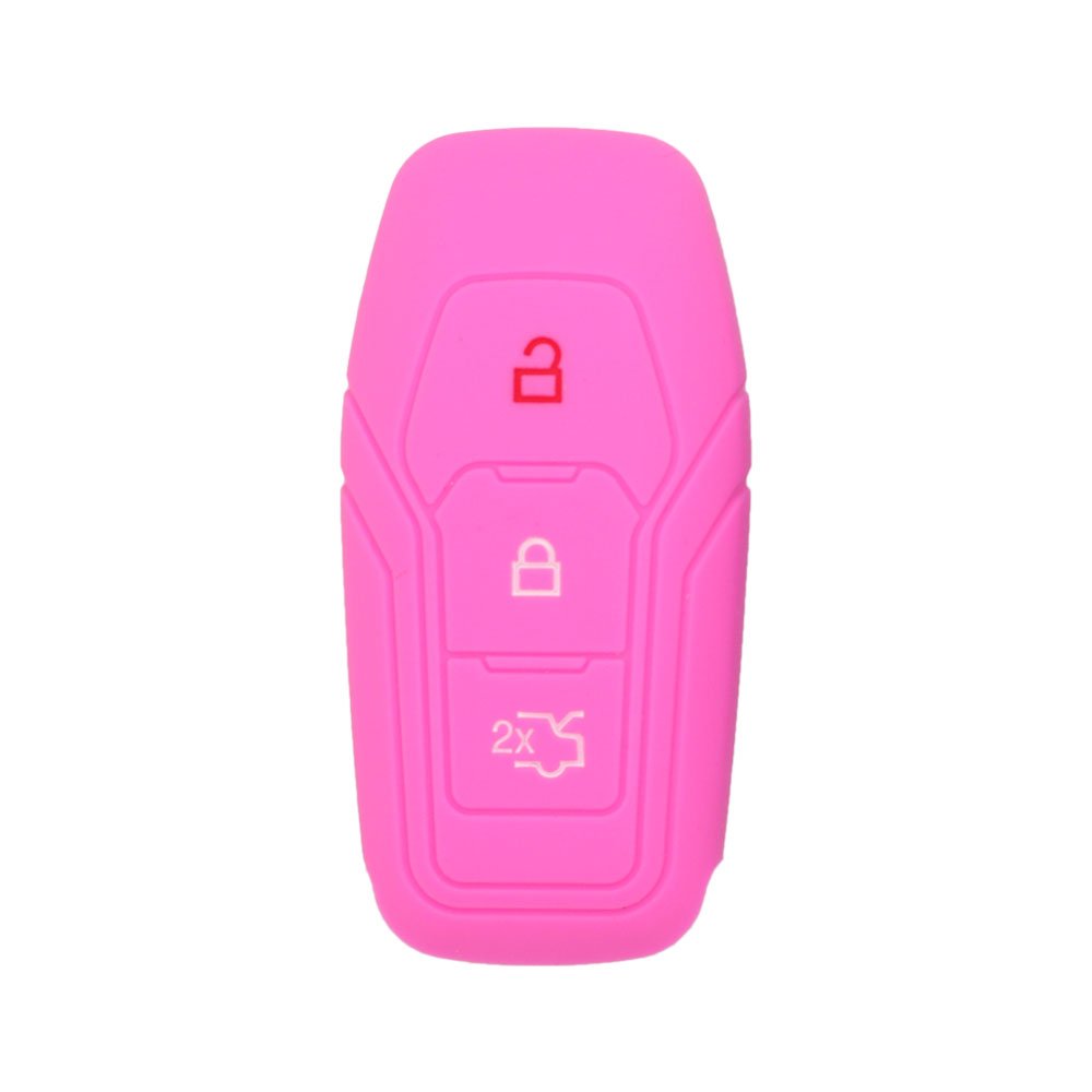 BROVACS Silicone Cover Protector Case Holder Skin Jacket Compatible with FORD 3 Button Smart Remote Key Fob CV9706 Pink
