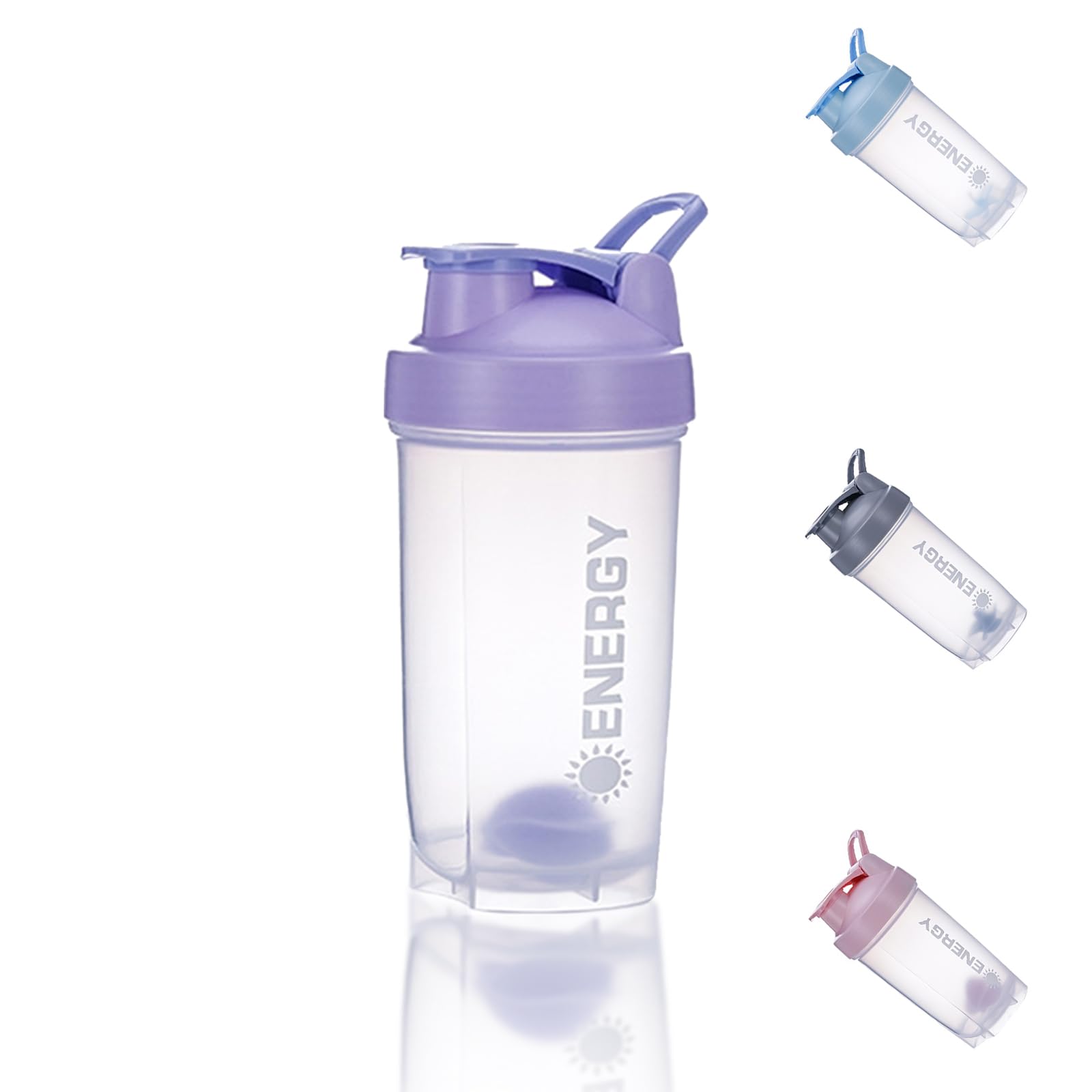 chenqi Protein Shaker Cup with Mixer Ball Gym Shaker Bottle Portable Milkshake Water Cup BPA Free, 500 ml(Purple)