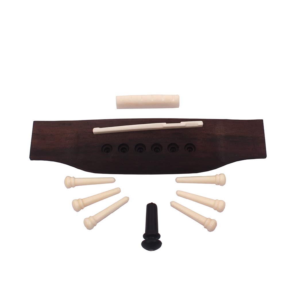 Alnicov Guitar Bridge With Parts Saddle Nut Bridge Pin Tailpiece Rosewood