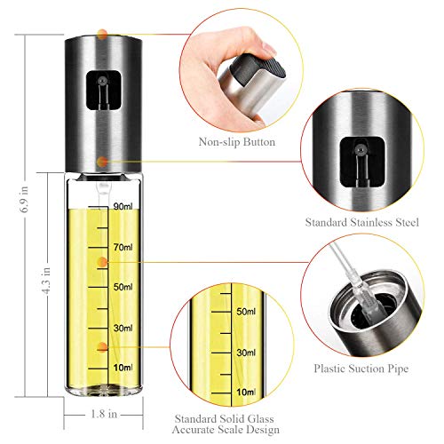 FANBO Kitchen Olive Oil Dispenser Bottle, Olive Oil Sprayer with Measuring Leak-Proof Stainless Steel Dispenser, Glass Oil Bottle with Brush and Funnel for BBQ/Kitchen/Salad, Barbecue Kit