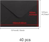 WYAN 40 Pack Mini Envelopes 15x10cm Black Classic Flap DIY Gift Cards Wedding view 2