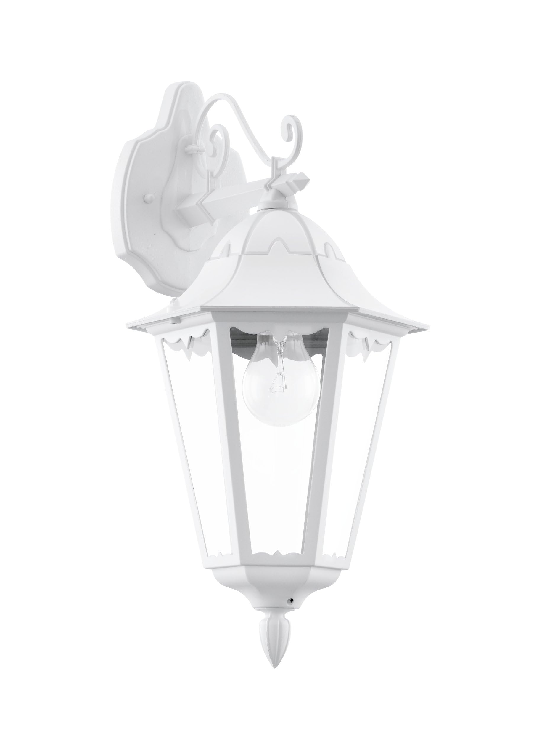 Eglo Outdoor wall Light Navedo, External Porch Lighting, Lantern Made of White cast Aluminium and Glass, downlighting Outside lamp, E27 Socket, IP44 — image 1