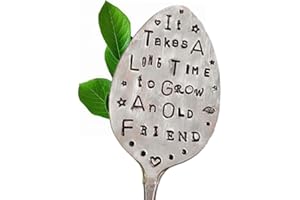 HYMEVROS Garden Marker Friendship Gift, Funny Spoon Plant Markers, Garden Metal DIY Decorative Sign Plant Labels,Plant Lover Garden Decoration Creative Gift (It Takes a Long Time to Grow an Old Friend)