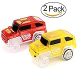 New Ideas Car Tracks,Light Up Replacement Toy Car (2-Pack) Glow in The Dark Racing Track Compatible Most Tracks,Boys Girls (red + Yellow)