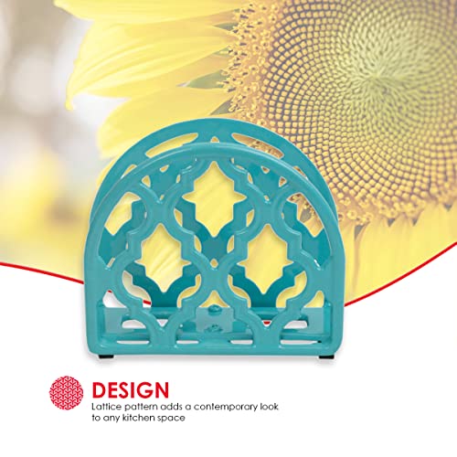 Lattice Collection Cast Iron Napkin Holder, By Home Basics (Turquoise