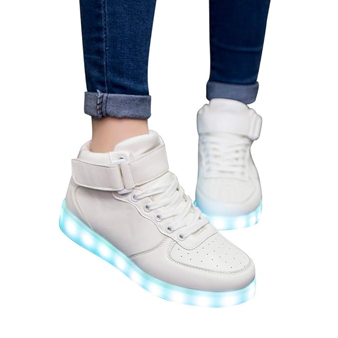 OSYARD Damen Led Leuchtschuh Flache Laufschuhe Schnürer Klettverschluss Sportschuhe Sneaker Freizeit Winter Schuhe, Neutral M
