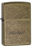 Personalized Zippo Antique Brass Lighter with Free