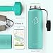 BUZIO Double Wall Stainless Steel Sports Water Bottle, BPA-Free Flex Cap and Straw Lid, 40 Ounces, Mint