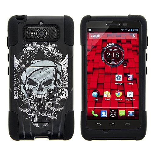 DROID Mini Case, Dual Layer Shell STRIKE Impact Kickstand Case with Unique Graphic Images for Motorola DROID Mini XT1030 (Verizon) from MINITURTLE | Includes Clear Screen Protector and Stylus Pen - Demon Skull