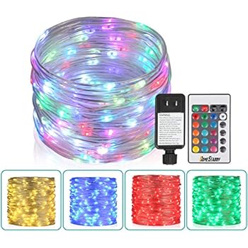 33Ft Outdoor Led Rope Lights, Christmas Fairy Lights Plug in 100 LEDs Color Changing String Lights with Remote Waterproof Led String Lights for Outdoor, Wedding, Party, Garden, Home Decor, 16 Colors
