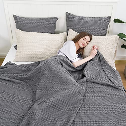 PHF 100 Cotton Waffle Weave Blanket Twin Size Washed Soft