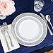 80 Disposable Plastic Plates | Durable White China Like Dinnerware | 160 Upscale Collection Plastic Silverware Set | Excellent for Weddings, Fine Dining, & Birthday Parties | White (240 Ct)