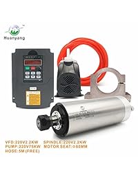 Kit de motor de eje VFD con 220 V CNC VFD + 220 V 400 Hz 24000 rpm motor de eje refrigerado por agua + 220 V 75 W bomba de agua + 3.150 in soporte de abrazadera de motor + 16.4 ft de tubería de agua (ventas directas de fábrica)