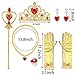 Eccoo House Princess Dress Up Accessories Gift Set for Belle Crown Scepter Necklace Earrings Ring Gloves Yellow 6 Pieces