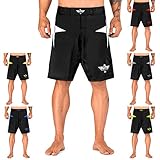 Elite Sports Men's New Item Sublimation Series Fight Shorts - UFC, MMA, BJJ, Muay Thai, WOD, No-Gi, Kickboxing, Boxing Shorts, White, Large