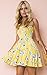 Angashion Women's Floral Strapless Pleated Flowy Skater Mini Tube Dress Yellow