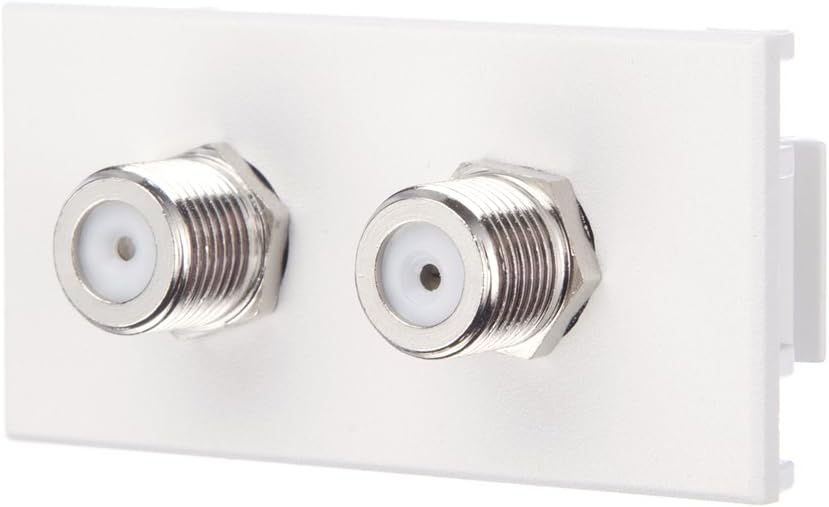 Computer Spares Silver Twin F Type (Satellite) Module - Suitable for Connecting Satellite Coaxial Cables - 25mm x 50mm Size