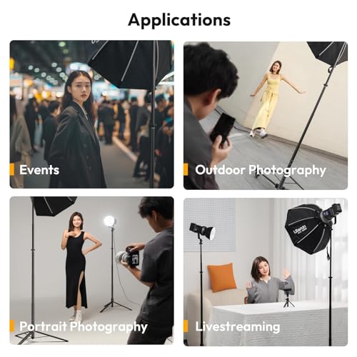 ULANZI AT-05 2M Heavy Duty Foldable Light Stand, 6.56ft Extendable Tripod for Strobe Lights, Webcams, Cameras & Softboxes, Bearable Load up to 5kg