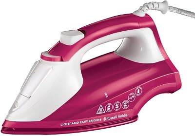 Russell Hobbs Light & Easy Berry Steam Iron 2400W 240ml Ceramic Soleplate