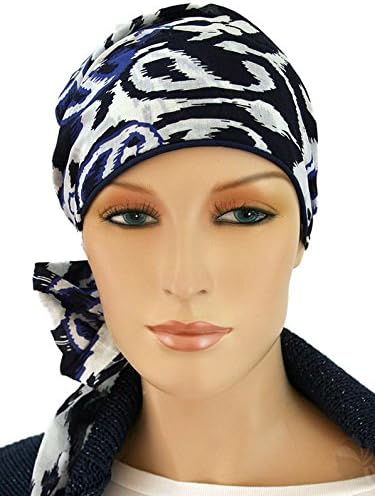 Amazon アメリカ直輸入 医療用帽子 ショートテール ショート リボン スカーフ キャップ ブルー系 S179 ヘアバンド ターバン 通販