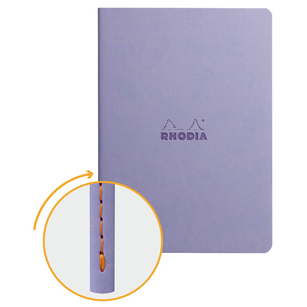 RHODIA 116459C - Iris Textile Stitching Soft Notebook - A5 - Dot Dot - 64 pages - Ivory Clairefontaine Paper 90 g/m - Faux Leather Cover - Rhodiarama Collection
