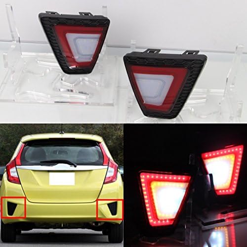Ruidi Car LED Rear Bumper Fog Light lamp Reflector Brake Lights For Honda Jazz/Fit 2014-2016 (Style A)
