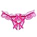 DivaCat Lace Pearl Panties Open Crotch G Strings Low-Waist One Size (Pink)