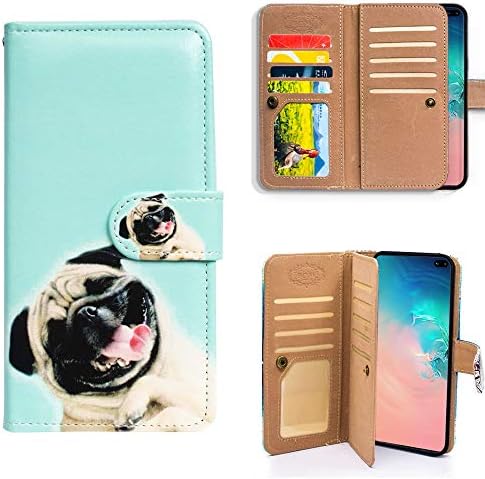 BCOV Galaxy S10 Plus Case, Funny Pug Dog Multifunction Wallet Leather Cover Case For Samsung Galaxy S10 Plus