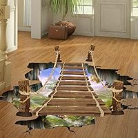 happyday04 3D Floor Wall Sticker Removable Bridge Mural Decals Vinyl Art Living Room Decor