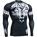 Fixgear Mens Womens MMA Running Wolf Printed Compression Shirt Long sleeve Black S ~ 4XL