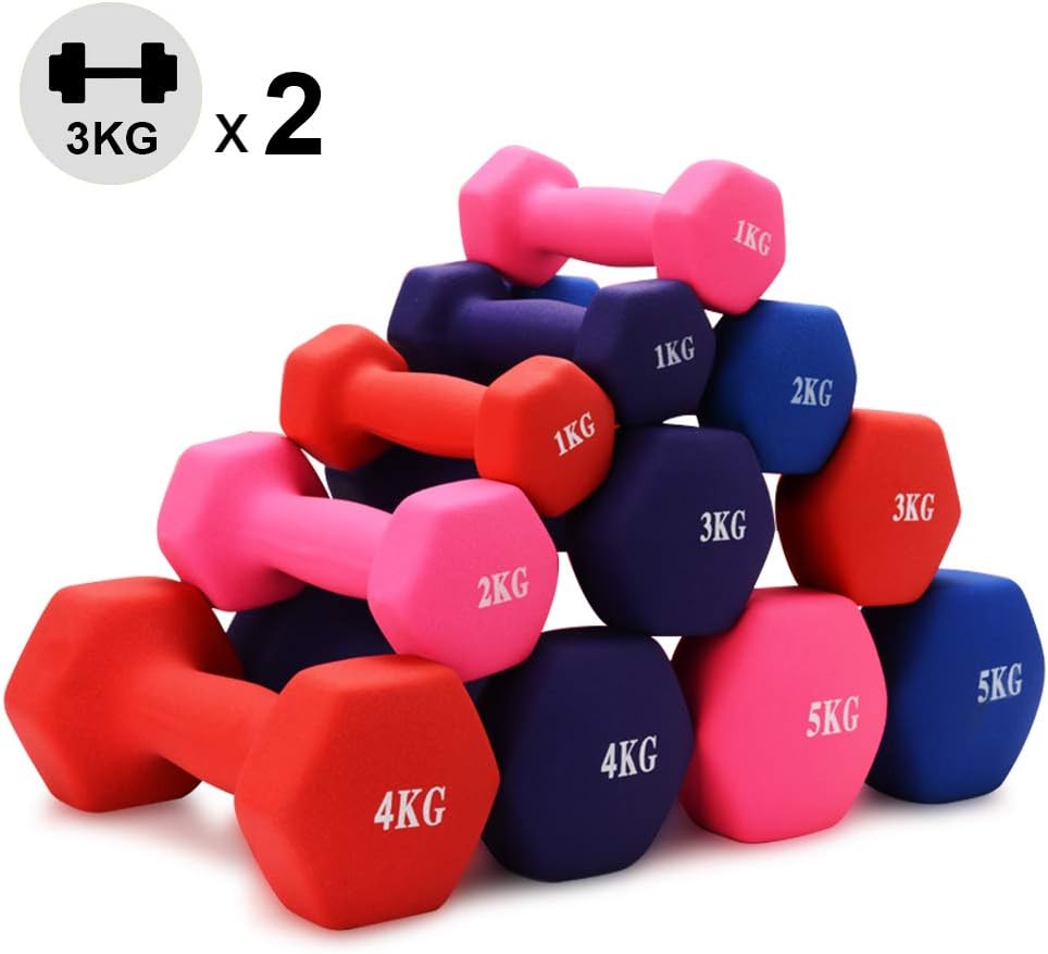 TGeng Essentials Neoprene Dumbbell Weights Home Gym Fitness Dumbbell Set 1Kg 1.5kg 2Kg 3Kg 4Kg 5Kg (Pair) Dumbbell Set Weights Dumbbells