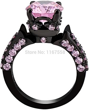 ATHING Pink Sapphire 14 KT Black Gold Filled Jewely oWedding&amp;Engagement Elegant Ring anillo 9.0