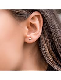 Stud arete Opal 14 K Gold Dipped 6 mm o 3 mm Tiny Womens Blanco de ópalo inoxidable Par por Benevolencia la...