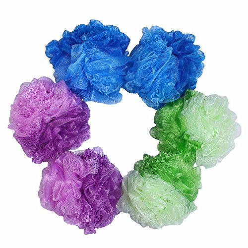 Loofah Bath and Shower Sponge 6-Pack (50g/pcs), Mesh Pouf Exfoliating Bath sponge Body Scrubber Puff